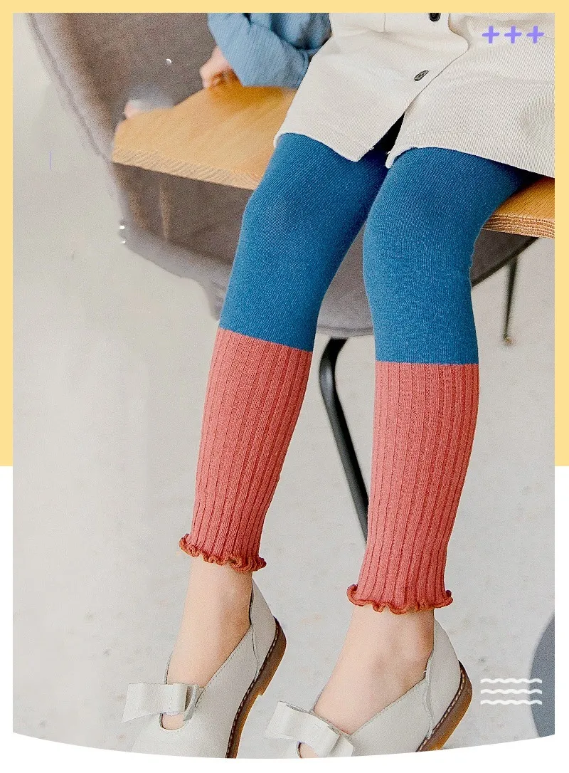 Kids Ribbed Leggings Comfortable Girls Footless Tights Fashion Cable Knitted Warm Leggings Esg16237
