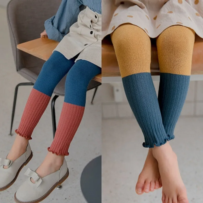 Kids Ribbed Leggings Comfortable Girls Footless Tights Fashion Cable Knitted Warm Leggings Esg16237