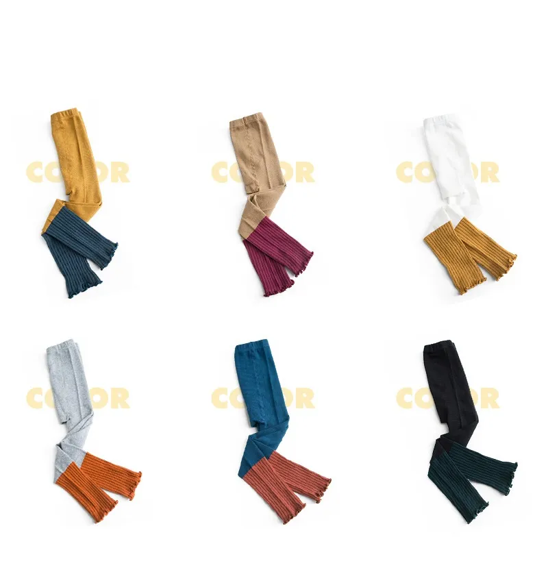 Kids Ribbed Leggings Comfortable Girls Footless Tights Fashion Cable Knitted Warm Leggings Esg16237
