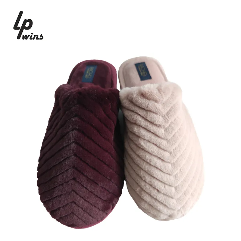 Lady Big Furry Slippers Flurry Fall Winter Fashion Suede Cotton Drag Non Slip Sole Fluffy House Slippers