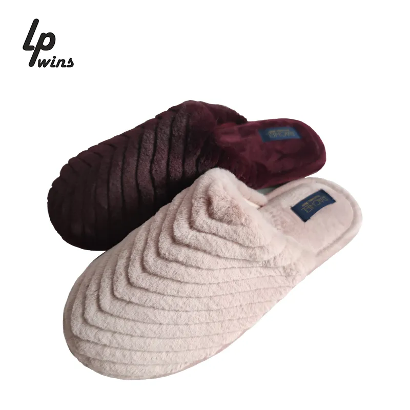 Lady Big Furry Slippers Flurry Fall Winter Fashion Suede Cotton Drag Non Slip Sole Fluffy House Slippers