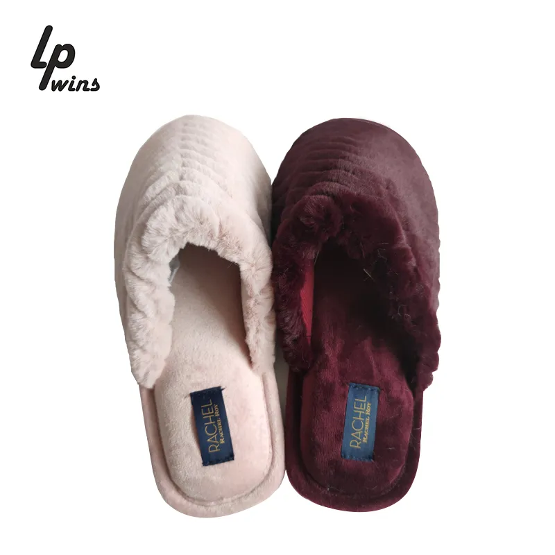 Lady Big Furry Slippers Flurry Fall Winter Fashion Suede Cotton Drag Non Slip Sole Fluffy House Slippers