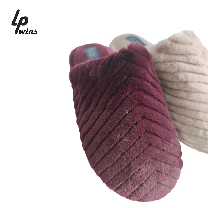 Lady Big Furry Slippers Flurry Fall Winter Fashion Suede Cotton Drag Non Slip Sole Fluffy House Slippers