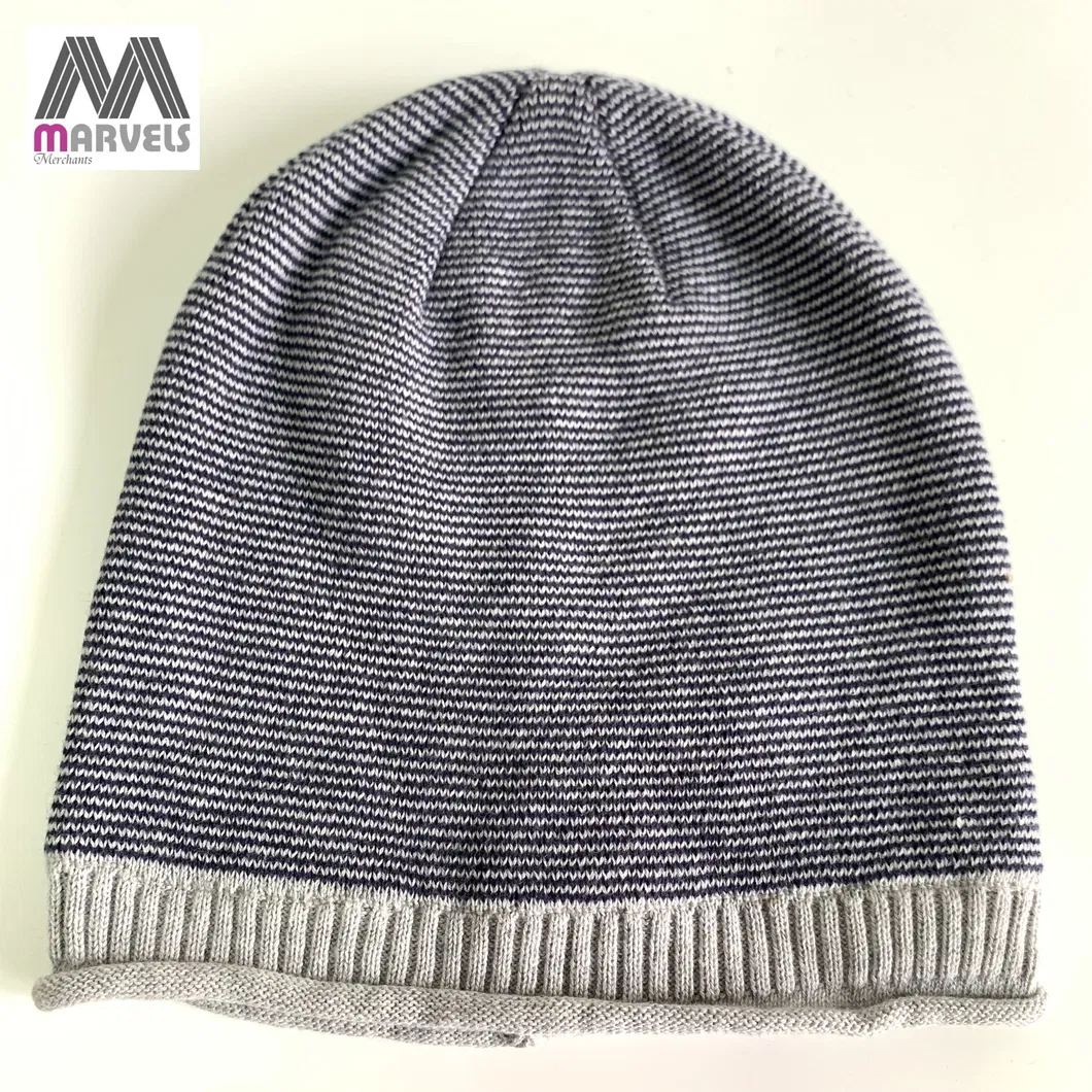 Lifestyle Stripe Knitted Brim-Curling Beanie