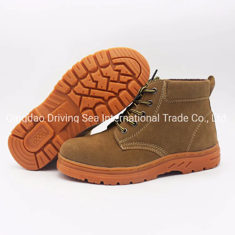 Men Work Shoes/Safety Shoes with Suede Leather Beef Tendon Sole
