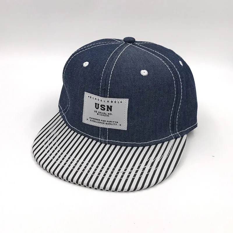 New Denim Striped Patch Usn Snapback Caps (01212)