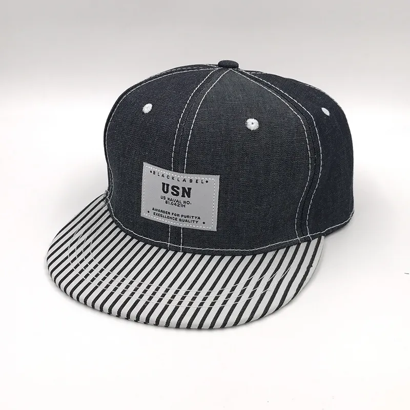 New Denim Striped Patch Usn Snapback Caps (01212)