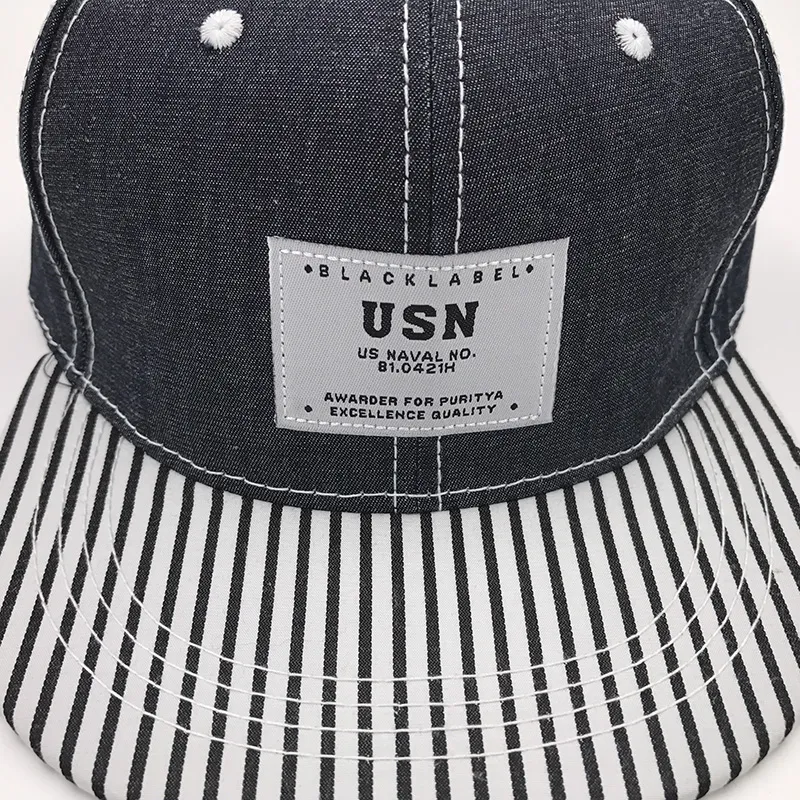 New Denim Striped Patch Usn Snapback Caps (01212)