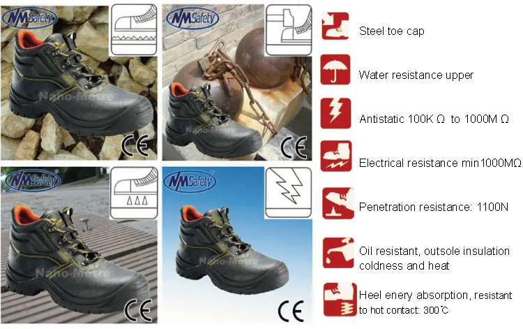 Nmsafety Cow Split Leather Factory Safety Shoes