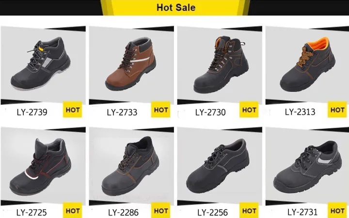 Rubber Outsole Leather Industrial Safety Work Shoes for Men