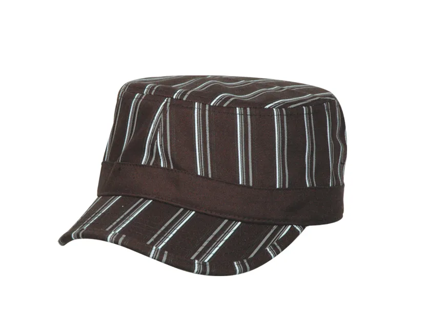Striped Print Curved Brim Military Hat