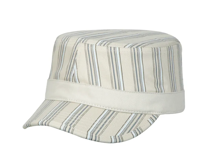 Striped Print Curved Brim Military Hat