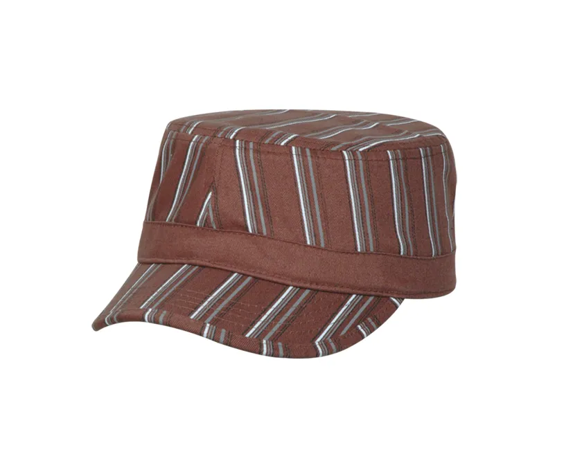 Striped Print Curved Brim Military Hat