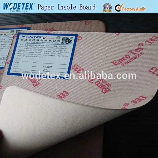 Texon Shoe Insole Pad Boardcard Natural Pulp Wood Insole Paper Board
