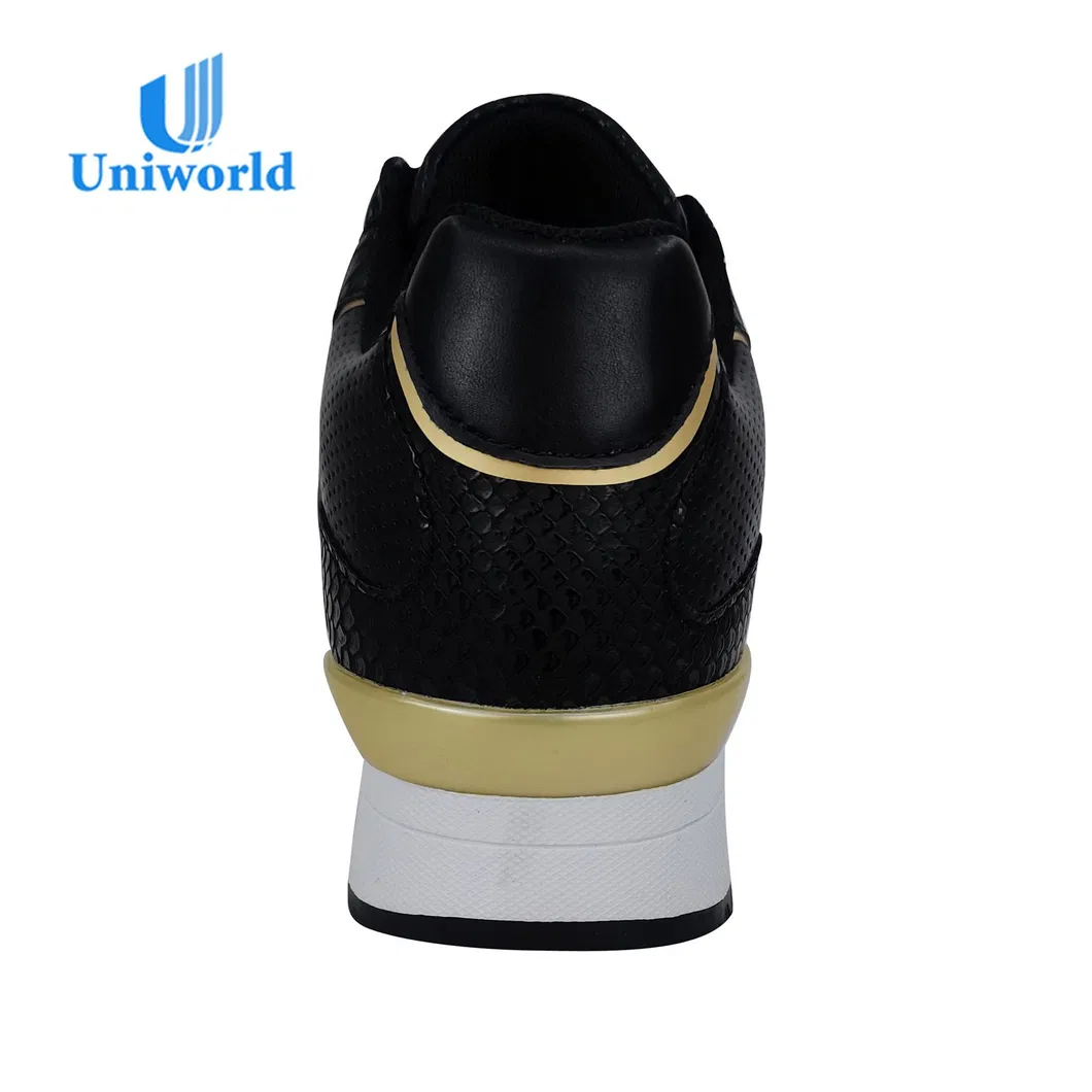 Uniworld Vietnam Factory Wholesale Custom Brand OEM Leather Snakeskin Pattern Upper Best Price Women′ S Casual Walking Shoes Sneakers