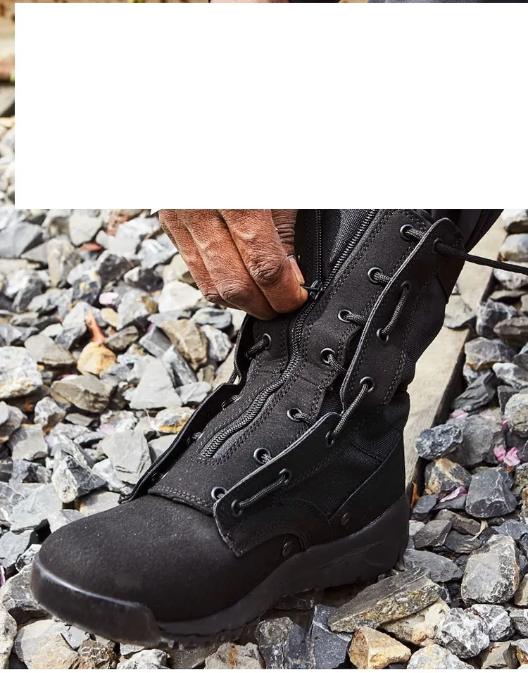 Wholesale Wear-Resistant Waterproof Quick-Release Zip Cow Leather Cushioning Combat Desert Tactical Army Military Boots for Sale