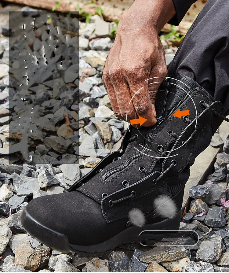 Wholesale Wear-Resistant Waterproof Quick-Release Zip Cow Leather Cushioning Combat Desert Tactical Army Military Boots for Sale