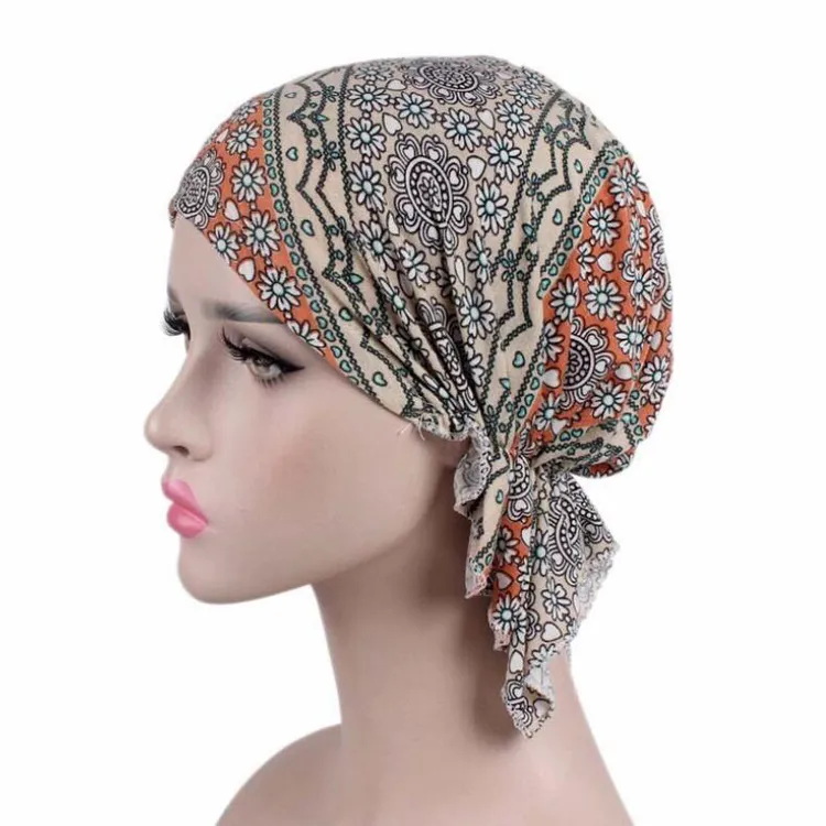 Women Turban Flower Pattern Cotton Fashion Head Wear